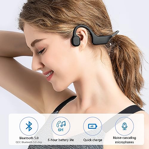 Bone Conduction Headphones, 2023 Upgrade Open Ear Wireless Headphones Bluetooth 5.3, 8Hr Playtime, IPX7 Waterproof and Sweatproof, Sport Headphones for Running, Cycling, Driving, Hiking