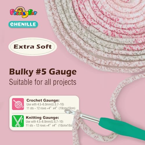 Image of Super Soft and Cozy Chenille Yarn for Crocheting and Knitting -Easy to Crochet with-Bulky #5,3Pack of 3.5oz /93yds -Chunky Plush Yarn for Hand Craft Blanket Ammigurumi (Blush Pink)