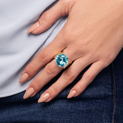 JEAN RACHEL JEWELRY 14K Gold Plated Sterling Silver Ring with 11.75 TCW Cubic Zirconia - Textured Band Vintage Design - Hypoallergenic, Lead & Nickel Free Jewelry Statement Rings for Women2