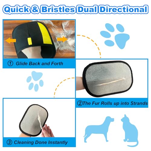 Pet Hair Removal Gloves for Cats Dogs, 2026 Upgraded Electrostatic Reusable Magic Cat Dog Fur Brush, Effortless Pet Hair Remover Mitt Tool for Furniture, Carpet, Clothes, Couch (1pcs-Black) - Image 3