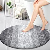 OLANLY 30-inch Round Bathroom Rugs, Extra Soft and Absorbent Microfiber Bath Rugs, Quick Dry Machine Washable Bath Mats for Bathroom Floor, Tub and Shower, Home Decor Accessories, Grey