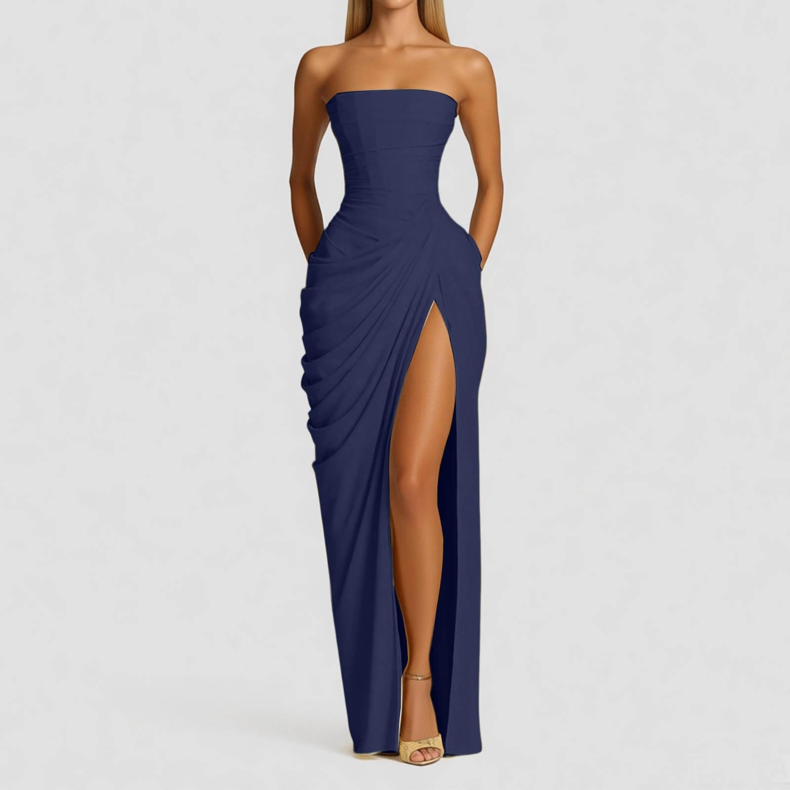Vestido de Noche Elegante Línea A para Mujer, Hombros Descubiertos y Largo Bodycon, Dama de Honor, Invitada de Boda o Graduación