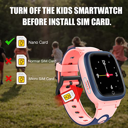 Kids Smart Watch Lbs Tracker - Boys Girls Smartwatch Phone For 3-12 Year Old With Sos Camera Alarm Clock Call Camera Weather Stopwatch Voice Chat 1.44'' Touch Screen Electronic Toy Birthday (Pink) #TOP6