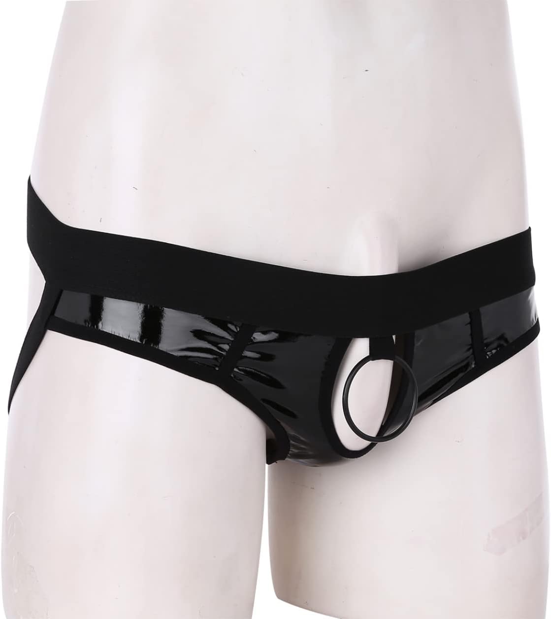 Mens Sexy Open Pouch Underwear Wetlook Faux Leather Panties Jockstrap Brief Thong G-strings