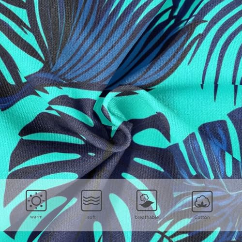 Teal Blue Monstera Palm Leaves Little Girl Panties Toddler Underwear Custom Cotton Bright Briefs Kids Undies 2t3