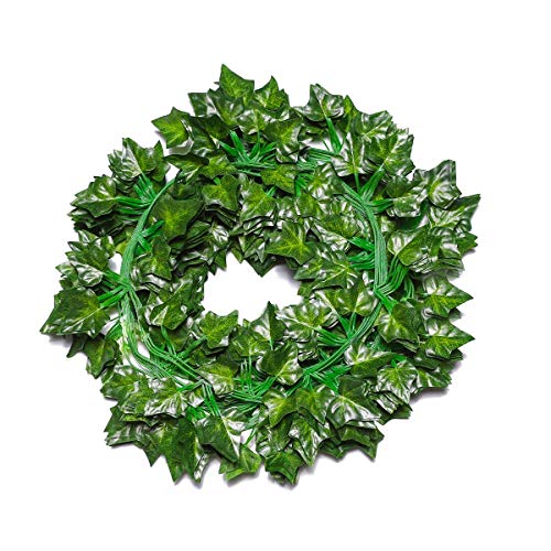 HAPOWELL Artificial Ivy Garlands Leaves Plants Vines, 87 Feet 12 Pack Artificial Vine Garlands Greenery Fake Ivy Foliage for Hanging Wedding Home Garden Wall Outdoor Decoration with Cable Ties.