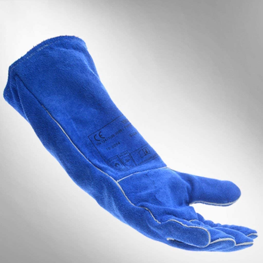 Gants de la chaleur à soudage électrique, gants résistants au feu en cuir, gants de jardinage Soudeurs gantelets gants de cheminée à haute température un barbecue Gants de sécurité incendie à long ter