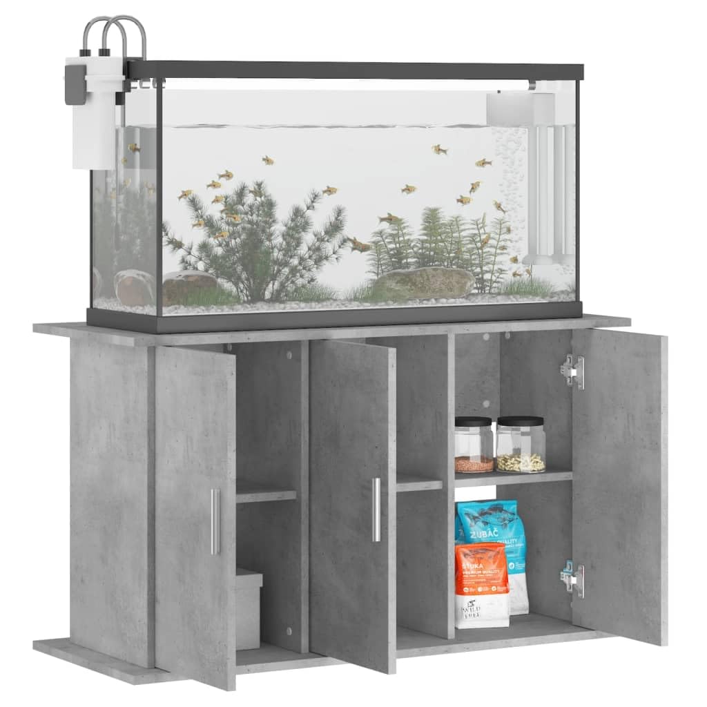 IKAYAA Mueble para Acuario 101 x 41 x 58 cm Soporte para Acuario Soporte para Tanque de Reptiles con Gabinete de Almacenamiento para Salón, Oficina, Recepción, Gris hormigón