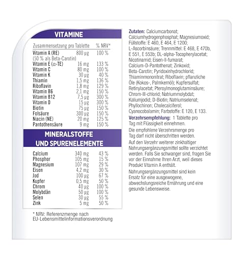 Multivitamin - Centrum Für Sie 50+ – Hochwertiges Nahrungsergänzungsmittel mit Mikronährstoffen – Speziell für Frauen ab 50 – Vitamine, Mineralstoffe, Spurenelemente - 1 x 60 Tabletten