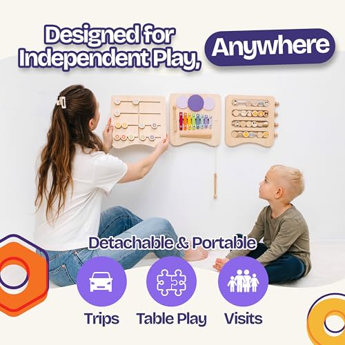 ComfyBumpy Sensory Wall Panel for Kids | Toddler Busy Activity Board and Detachable Wooden Sensory Board - Montessori Busy Board, Activity Wall Center for Independent, Screen-Free Play - Image 4