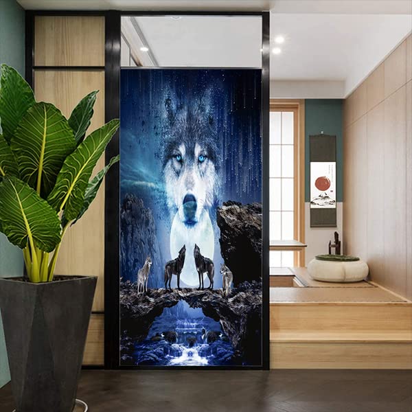 Vinilo Decorativo Kazynee Fantasy Galaxy Wolf 23.6x78.7 in miniatura 5