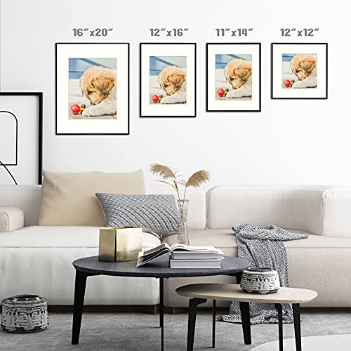 Auear, 16X20 Aluminum Picture Frame Set Of 6, Made To Display Pictures 11X14 With Mat Or 16X20 Without Mat, Wall Gallery Metal Photo Frames (Real Glass, Black) #TOP2