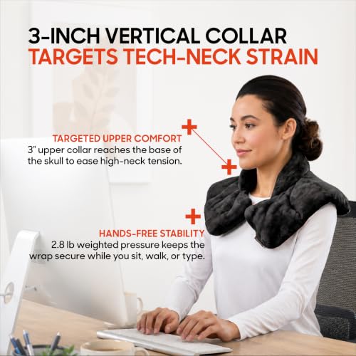 Image of Sharper Image Heated Neck & Shoulder Wrap - Microwavable Warm & Cooling Plush Pad, Scented Aromatherapy (100% Natural Lavender & Herb Spa Blend), Pain Tension Headache Relief Therapy, Gift for Women