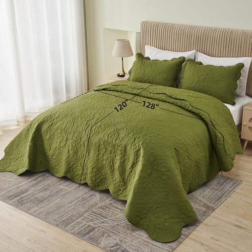 Image of Kingnex Oversized King Bedspreads 128x120 Olive Green