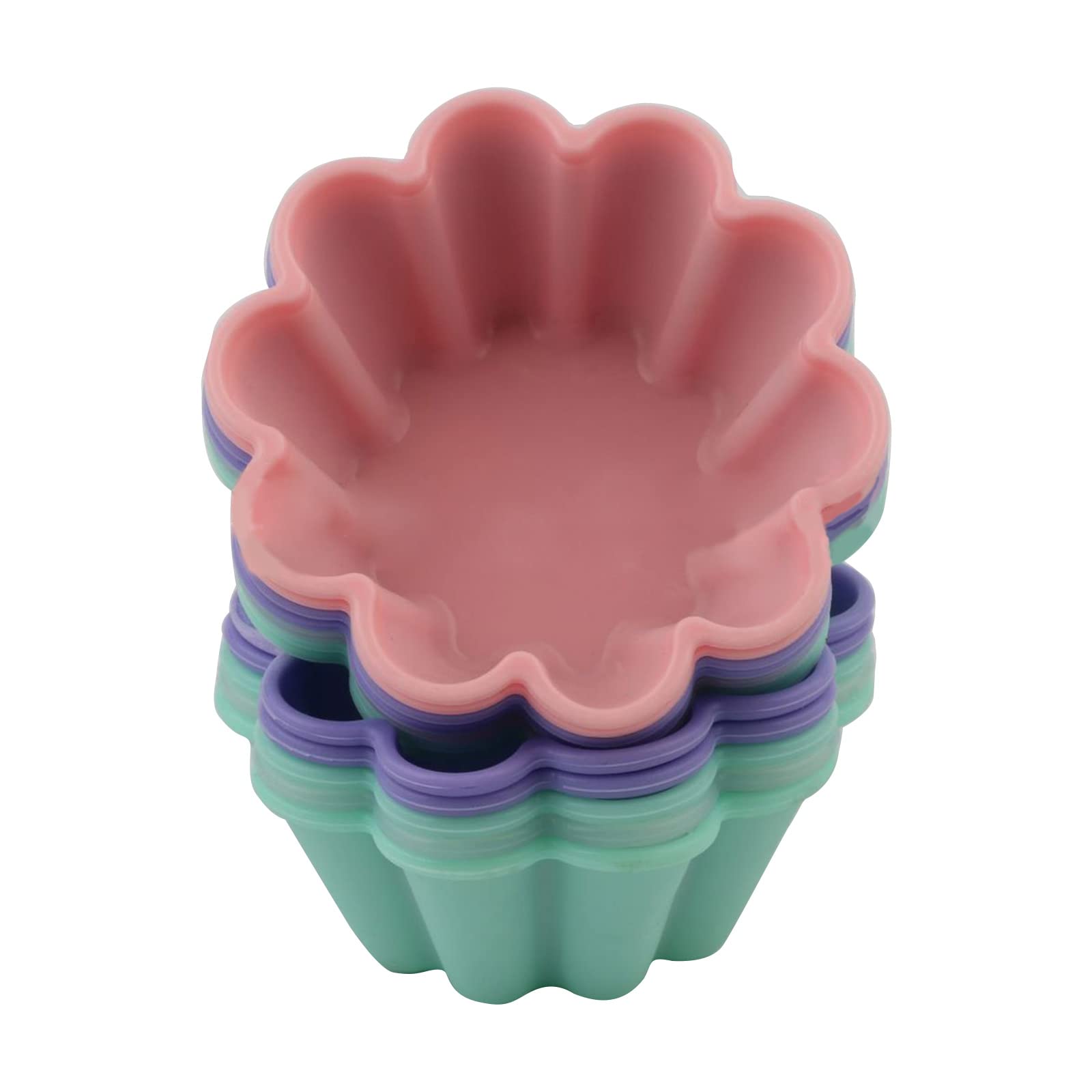 HZBB 12Pcs Silicone Muffin Cupcake Mold Fondant Pan Small Cake Flower Baking Pastry Kitchen Tool Cake Decorating Tools Egg Muffin Cupcake Dessert Molds