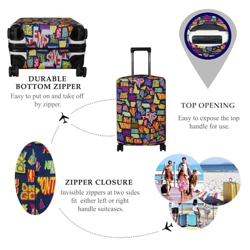 Image of Explore Land Travel Luggage Cover Suitcase Protector Fits 18-32 Inch Luggage, America Map, M