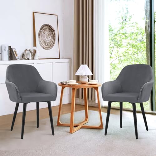 Alishomtll Stretch Samt Stuhlhussen 1er Set Universal Sesselbezug Stuhlbezug mit Armlehnen Abnehmbare Waschbar Esszimmerstühle Bezug für Küche Esszimmer Bankett Hochzeit Party (Grau, 1 Stück)