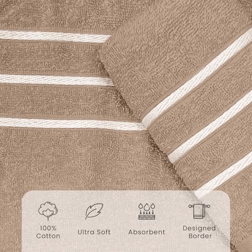 Image of Sassoon Melrose 100% Cotton 2 Piece Hand Towel Set, 400 GSM, Light Taupe (40cmX60cm) - Highly Absorbent, Soft Material, Perfect for Daily Use