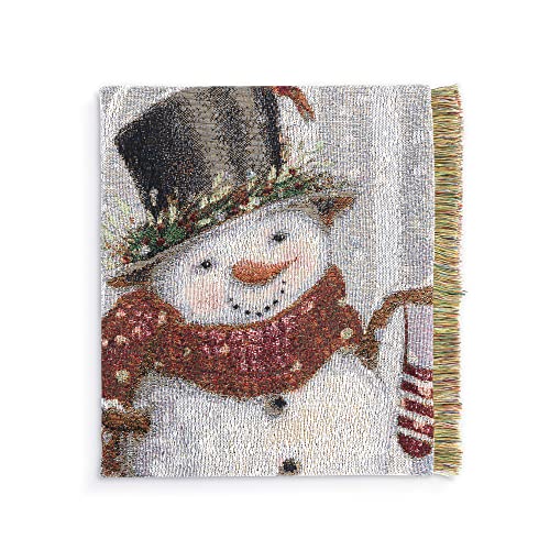 Demdaco Winter Woodland Snowman Fringe 65 X 53 Woven Cotton Blend Christmas Mega Throw Blanket #TOP1