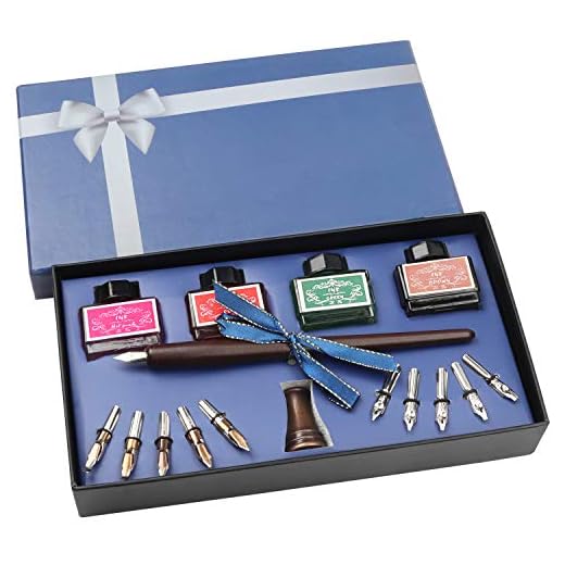 BELLE VOUS Set de Pluma de Caligrafía con Soporte, Frascos de Tinta y Plumillas (16 Piezas) Pluma Estilográfica - Ideal para Principiantes y Adultos - Conjunto de Pluma de Caligrafía