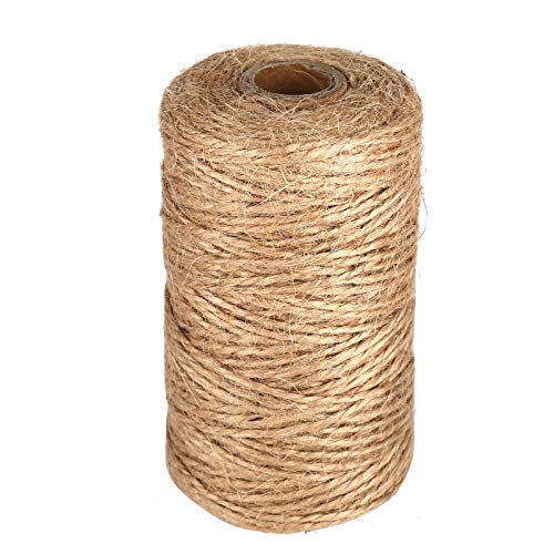 328 Feet Natural Jute Twine, 1.5mm 2Ply Brown Twine String Rope for Artworks and Crafts, Gift Wrapping, Packing, Gardening and Wedding Decoration