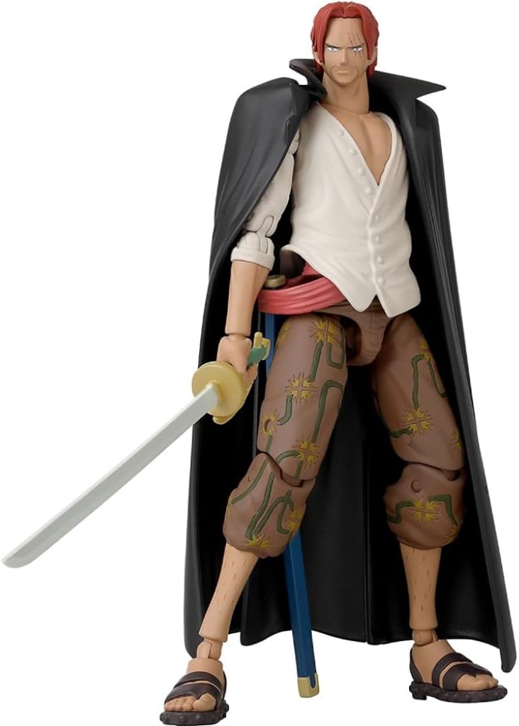 Anime Heroes One Piece Figures Shanks Action Figure, Articulated Shanks Anime Figure with Swappable Arms and Faces, Bandai One Piece Action Figures Pirate Toys Range, 17 cm