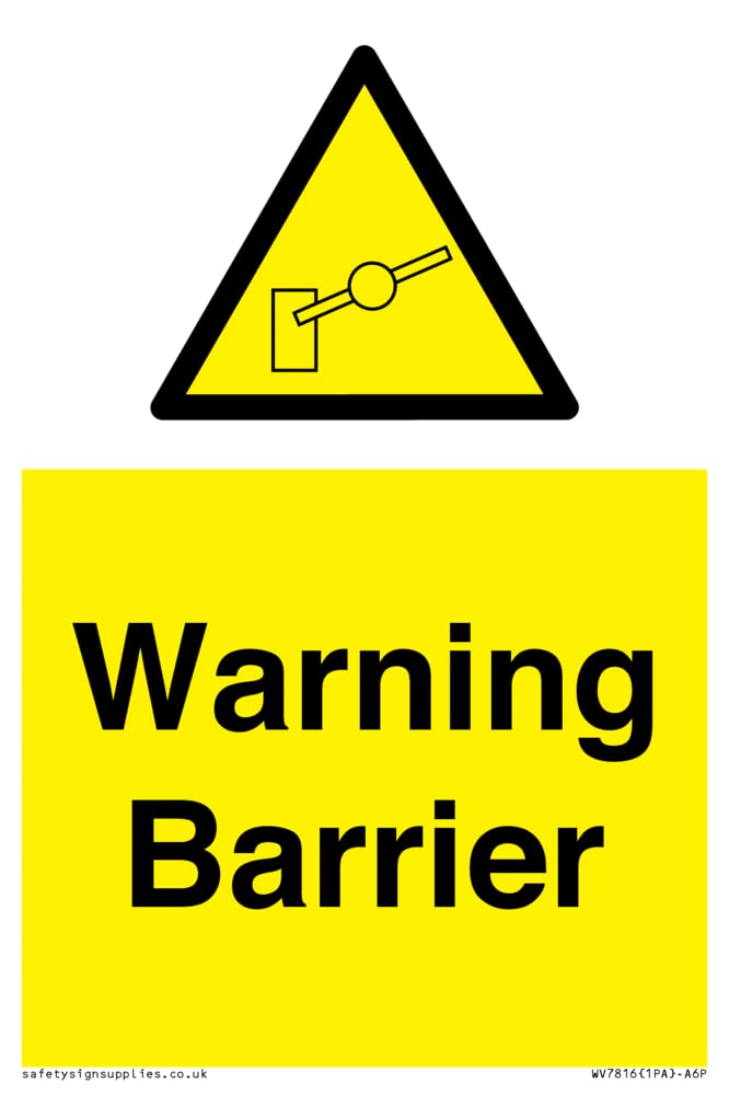 Warning Barrier Sign - 100x150mm - A6P