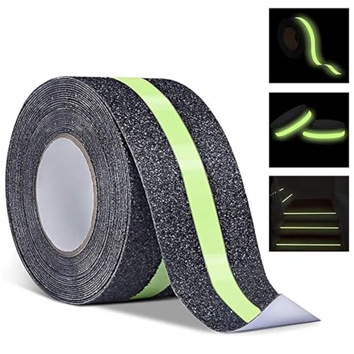 Image of Anti-Slip Safety Grip Tape, Non-Slip Grip Adhesive Tape to Indoor or Outdoor Stair, Green Glowing in The Dark Non Skid Stage Safety Tape, Easy Apply & Remove (50MM x 5 Meter)(Pack of 1)