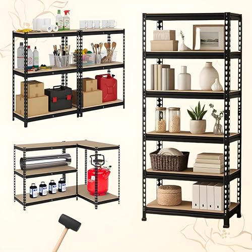 HM Heavy Duty 6 Shelf Metal Storage Rack | Adjustable Multipurpos...