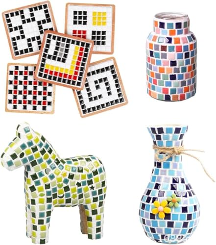 500g de carreaux de mosaïque en céramique carrés, 500 pièces de 1 * 1 cm faites à la main, pièces de micro mosaïque créatives pour les amoureux de projets de mosaïque DIY et décorations de maison (Or) – vue 7