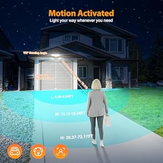 Onforu 5 Heads 120W 12000LM Smart LED Security Lights Motion Sensor Outdoor, APP Control 340° Illumination WiFi Alexa Flood Light 2700K-6500K Exterior Motion Detector, IP65 Wall Light for Yard, Black