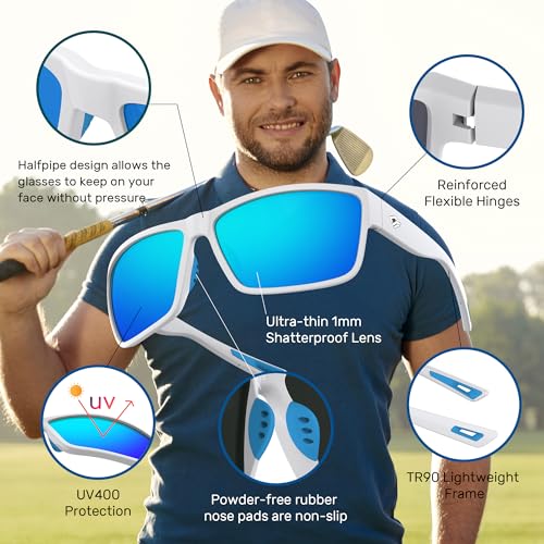 Image of TOREGE Polarized Sports Sunglasses for Men and Women Cycling Running Golf Fishing Sunglasses TR26