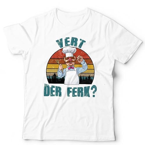 Beringtees Unisex White Vert Der Ferk T-Shirt Swedish Chef Vintage Retro Funny Muppet Tee - 3XL