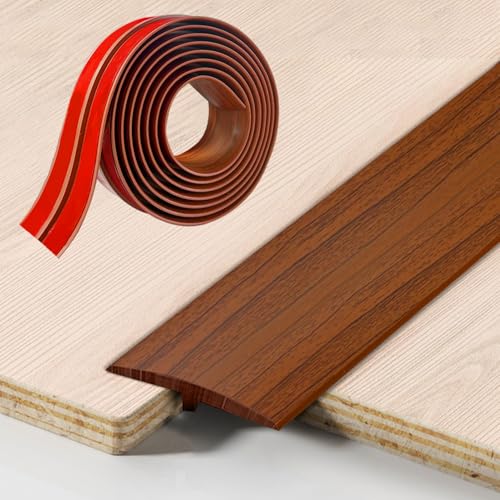 Profilo di transizione, 5 cm x 300 cm, profilo a T, autoadesivo, in PVC, per pavimenti di collegamento, parquet, laminati (marrone legno)