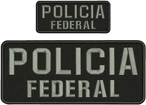 Special Patches for Velcro Patches for Uniform for POLICIA Federal EMB Patch 4X10 and 2X5 Hook ON Back Black/Gray Model-Q-X988-1795