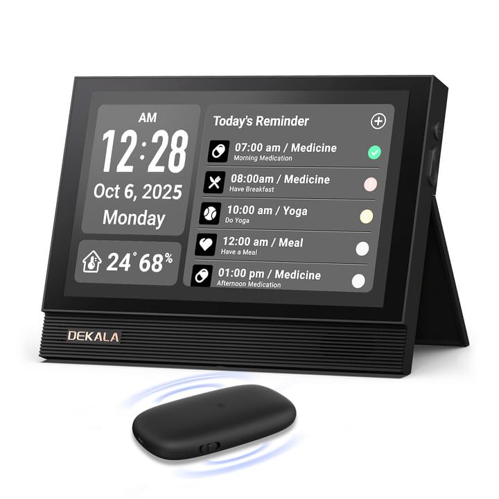 Dekala ClearTime 10 1 Large Display Digital Wall Calendar Clock TouchScreen Voiced Alarm Clock for Bedroom Medication Reminder