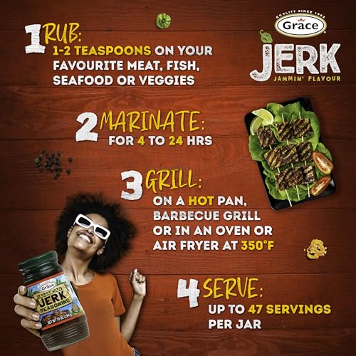 Grace Jamaican Jerk Seasoning Paste 10oz - Mild Jerk Seasoning Jamaican Style - Caribbean Jerk Seasoning Mix for Jerk Chicken Seasoning & Oxtail Seasoning - Best BBQ Rub for Pork Ribs & Steaks