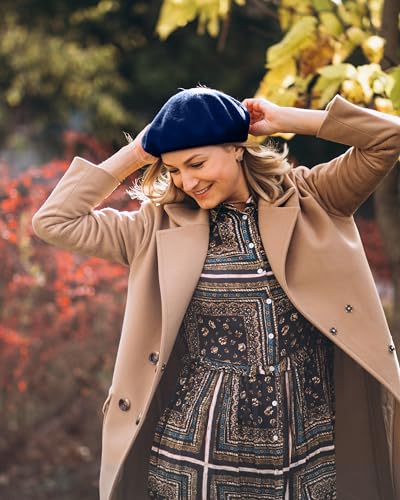 Image of Parquet Solid Color French Beret Hat. Classic French, Casual and Chic Lightweight Cap for Women