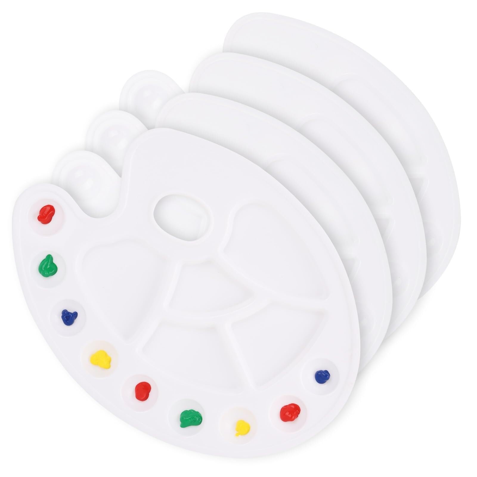 Taca do mieszania farb, 4-pakowe owalne palety farb z otworem na kciuk. Białe plastikowe tace farby do projektów artystycznych
