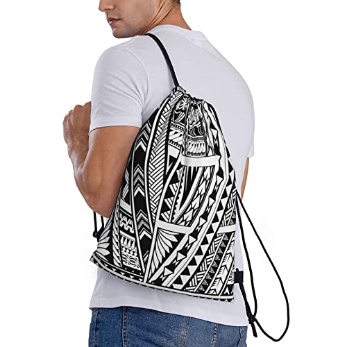 YvoneDBrownn Polynesian Ethnic Style Drawstring Backpack - Water-Resistant String Bag For Sports, Gym, And Travel3
