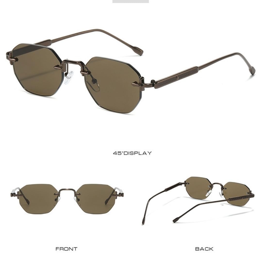 Occhiali da sole punk senza montatura stile retrò, occhiali da sole vintage UV400 per esterni, occhiali da sole da uomo e da donna
