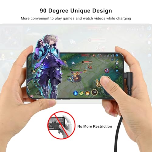 Image of Meliya USB-A to USB-C 90 Degree Angled Cable, Type-C Fast Charging Nylon Braided 3A Cord for iPhone 17 /16 /15 Pro Max Plus Air, Samsung Galaxy, Huawei, Xiaomi, Redmi, Google Pixel, OPPO-2M