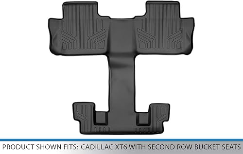 Miniatura 3 de SMARTLINER Juego de alfombrillas negras de ajuste personalizado para todo tipo de clima, de segunda y tercera fila, compatible con Cadillac XT6
