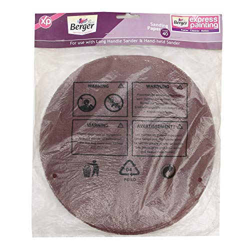 Image of Berger 6 Piece Dustless Hook and Loop Sandpaper Sanding Disc Sandpaper Grade 40 (Pack of 1)