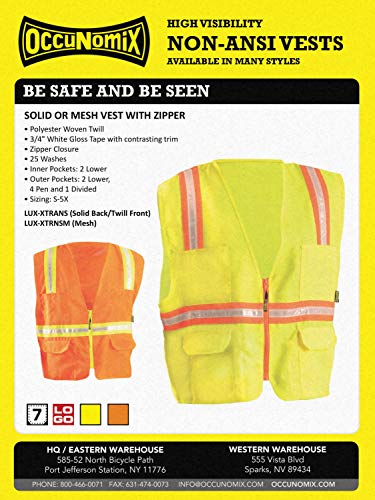 Image of OccuNomix LUX-XTRNSM-O3X Classic Solid Front Mesh Back Two-Tone Surveyor Vest, Non-ANSI, 3X-Large, Orange (High Visibility)