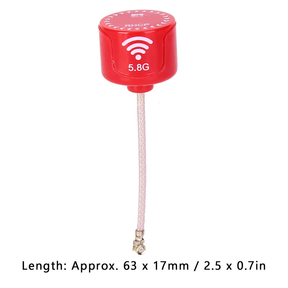Antenna 5.8 GHz 3dBi LHCP, Guadagno Alto, Connettore UFL, Per Droni FPV Racing E Modelli RC, Colore Rosso