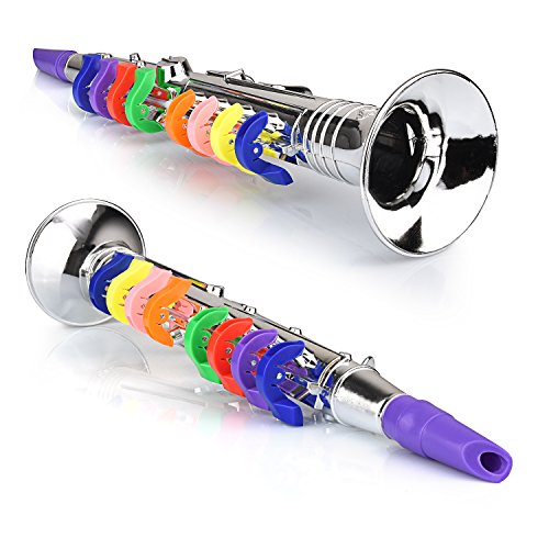 Abco Tech Children’s Clarinet for Beginners – Toy Musical Instrument for Kids with 8 Color Coded Keys – Lead Free and BPA Free