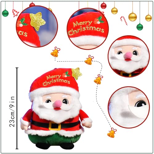 POPOYU Christmas Santa Plush Toy,9in/23cm Santa Claus Plush Pillow Toy for you,Cute Father Xmas Stuffed Doll,Soft Toy Stuffed Animal Toys Gift for you,Christmas Stocking Fillers,Winter Holiday Decor - Image 2