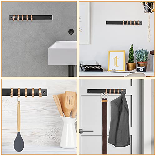 Image of Plantex Aluminum Hook Rail with Movable Hooks for Bathroom /Kitchen /Cloth Wall Hanger - Hooks for Clothes Hanging (5 Hooks - Black & Gold)