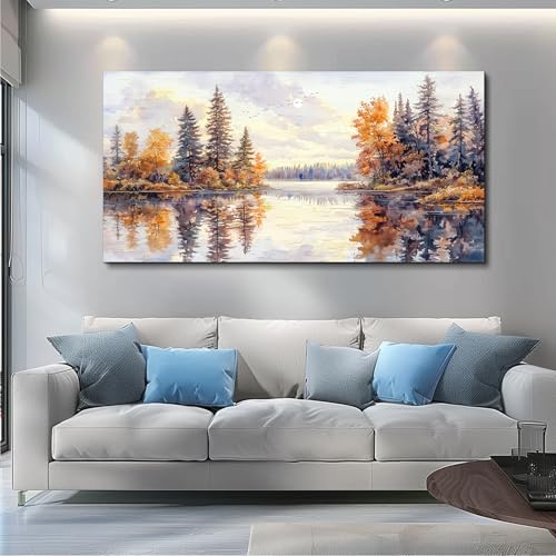 PHAOHUAXM Large Natural Landscape Wall Art For Dining Room Apartment Abstract Ink Landscape Painting Wall Decoration Living Room Bedroom Office Artwork Pictures Home Decoration Aesthetics 30x60 In